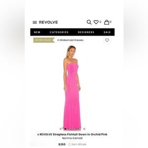 NWT Revolve x Norma Kamali Strapless Fishtail Gown Orchid Pink